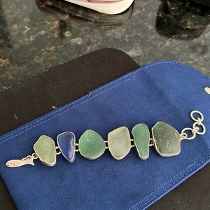 Sterling silver sea glass bracelet